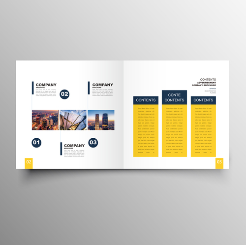 Yellow styles business brochure template vector 05
