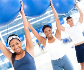 Young man doing aerobics Stock Photo