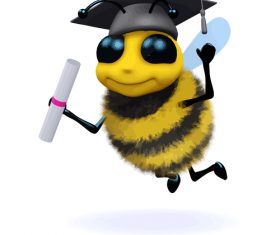 bee mortar board cartoon vector