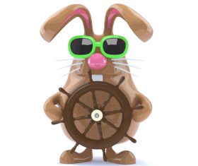 big rabbit ships wheel cartoon vector