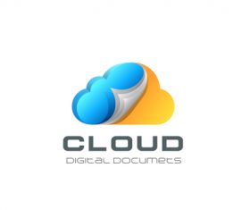cloud documents storage logo vector