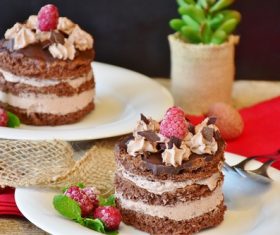 delicious fruit cream cakes Stock Photo