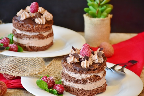delicious fruit cream cakes Stock Photo