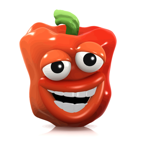 eyes red pepper grin cartoon vector