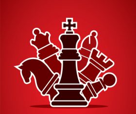 figure chess with red background vector