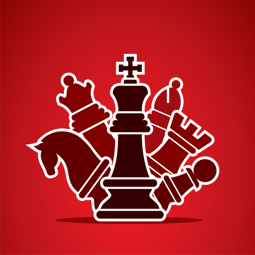 figure chess with red background vector