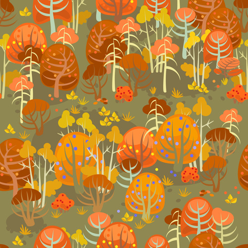 forest autumn seamless pattern vector 02