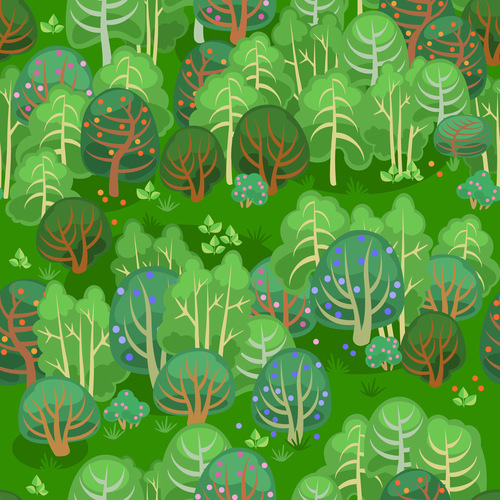 forest summer seamless pattern vector