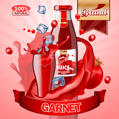 garnet juice advertising poster vector