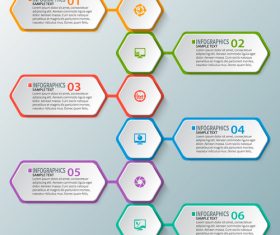 hexagon option infographic template vector 01