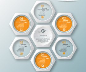 hexagon option infographic template vector 11