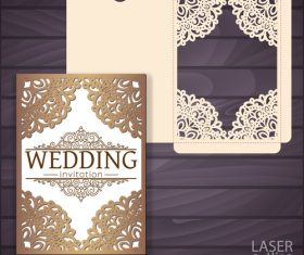 lacework wedding invitation card template vector 01