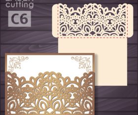 lacework wedding invitation card template vector 02