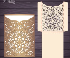 lacework wedding invitation card template vector 03
