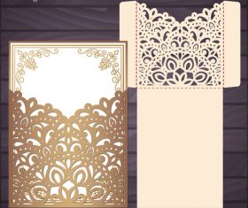 lacework wedding invitation card template vector 04