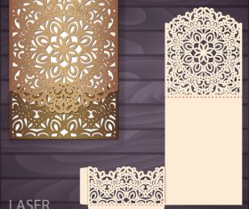 lacework wedding invitation card template vector 06