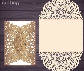 lacework wedding invitation card template vector 07