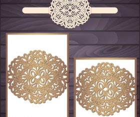 lacework wedding invitation card template vector 08