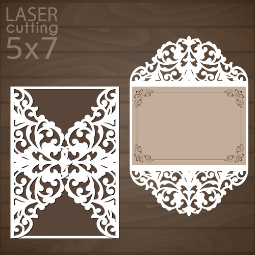 laser cutting floral card vector template 01