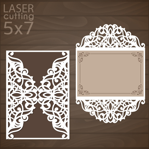 laser cutting floral card vector template 02