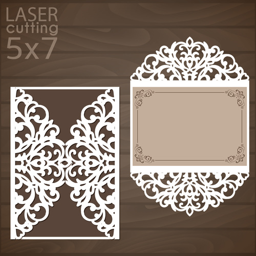 laser cutting floral card vector template 03