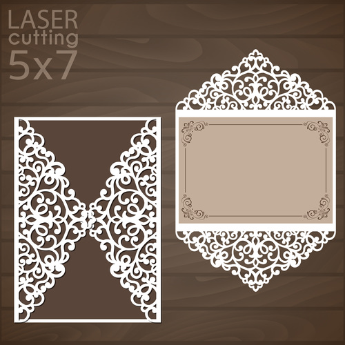 laser cutting floral card vector template 06