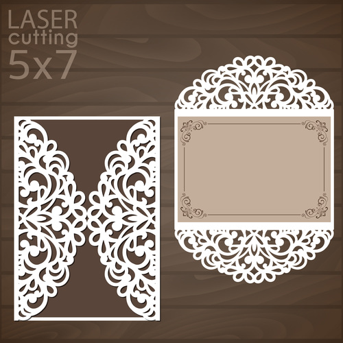 laser cutting floral card vector template 09