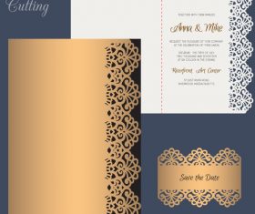 laser cutting wedding invitation card vector 01