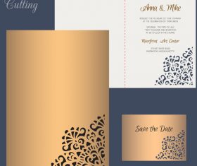 laser cutting wedding invitation card vector 02