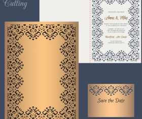 laser cutting wedding invitation card vector 03