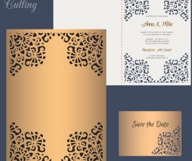 laser cutting wedding invitation card vector 08 free download