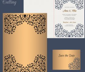 laser cutting wedding invitation card vector 08 free download