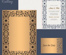 laser cutting wedding invitation card vector 06