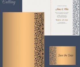laser cutting wedding invitation card vector 07
