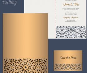 laser cutting wedding invitation card vector 08