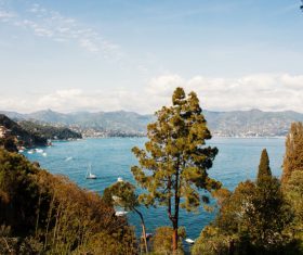 mountain sea view from height Stock Photo