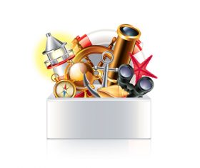 nautical objects box isolated vector