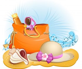 summer holiday travel elements with hat vector 01