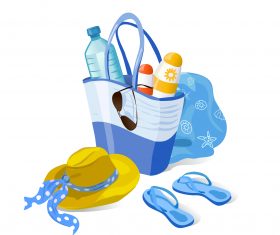 summer holiday travel elements with hat vector 02