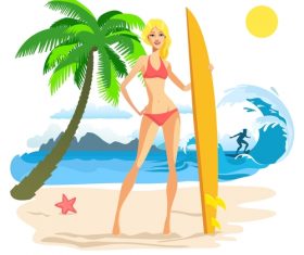 surfing women design vector