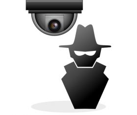 theif with surveillance cameras vector