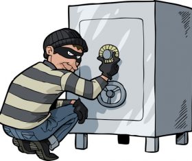 thief breaks into a safe vector