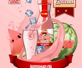 watermelon juice advertising poster vector