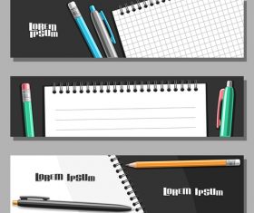 writing materials banners template vector 01