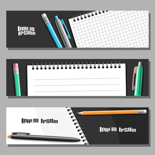 writing materials banners template vector 01