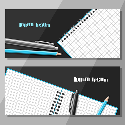 writing materials banners template vector 02