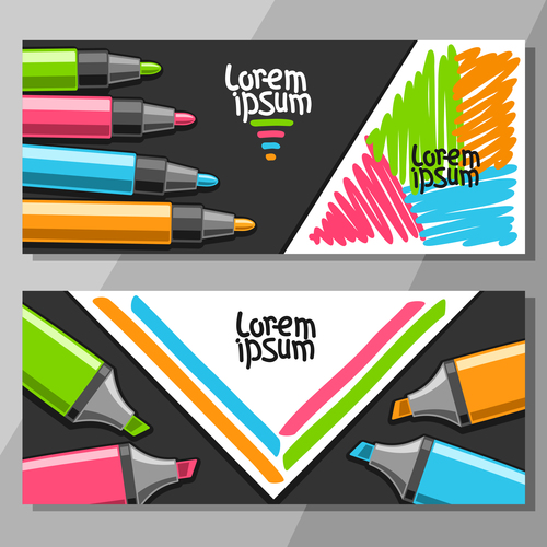 writing materials banners template vector 03
