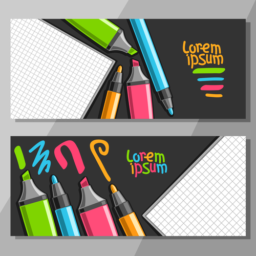 writing materials banners template vector 04