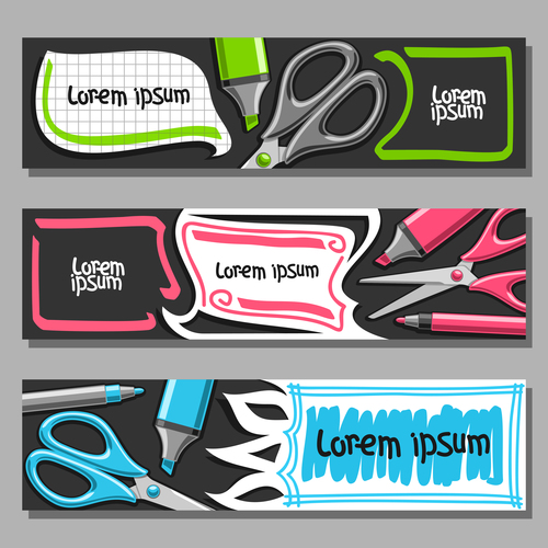 writing materials banners template vector 06