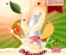 yogurt mango advertising poster vector